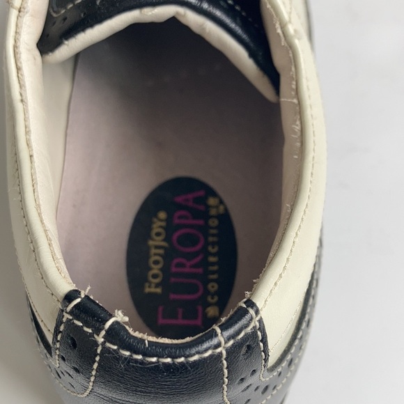 Footjoy Europa Collection wing tip style cream and black golf shoes - Picture 8 of 16